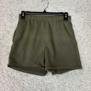 Good American Shorts Womens Small 1 Green Sweat Pockets Ladies Casual 3" Inseam